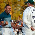 Sergio García celebra ganar el Masters de Augusta