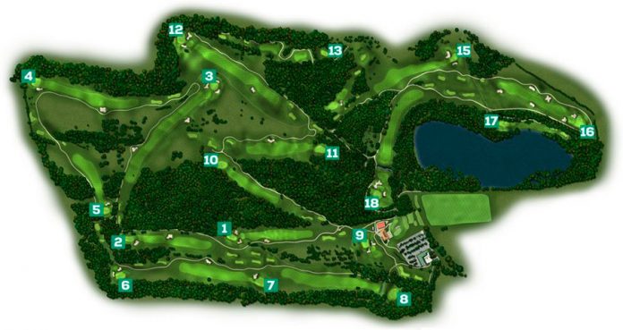 Vista cenital de los 18 hoyos del campo de golf Izki